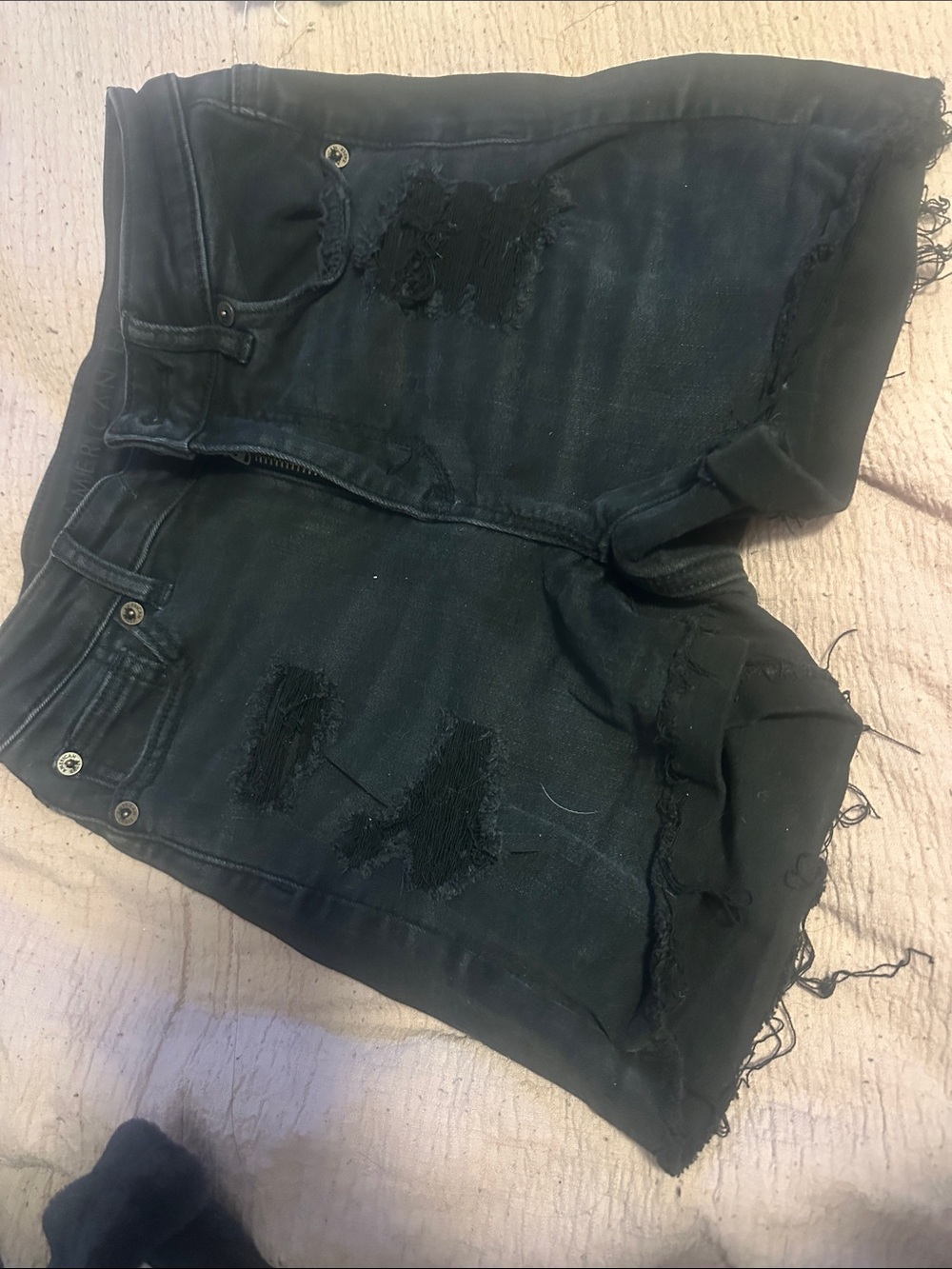 American Eagle Outfitters Black Distressed Jean Shorts